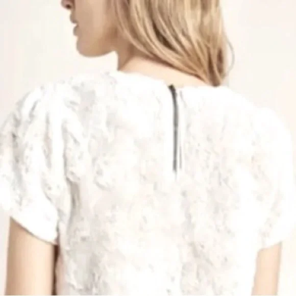 Anthropologie x Leifsdottir | Cream White Lined Faux Fur Top Exposed zip… - Picture 4 of 13